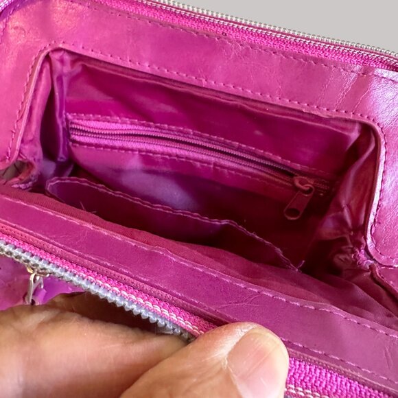 Y2K Britney Spears  Fuchsia Faux Leather Quilted Clutch Bag  With Silver Zipper - Picture 7 of 10